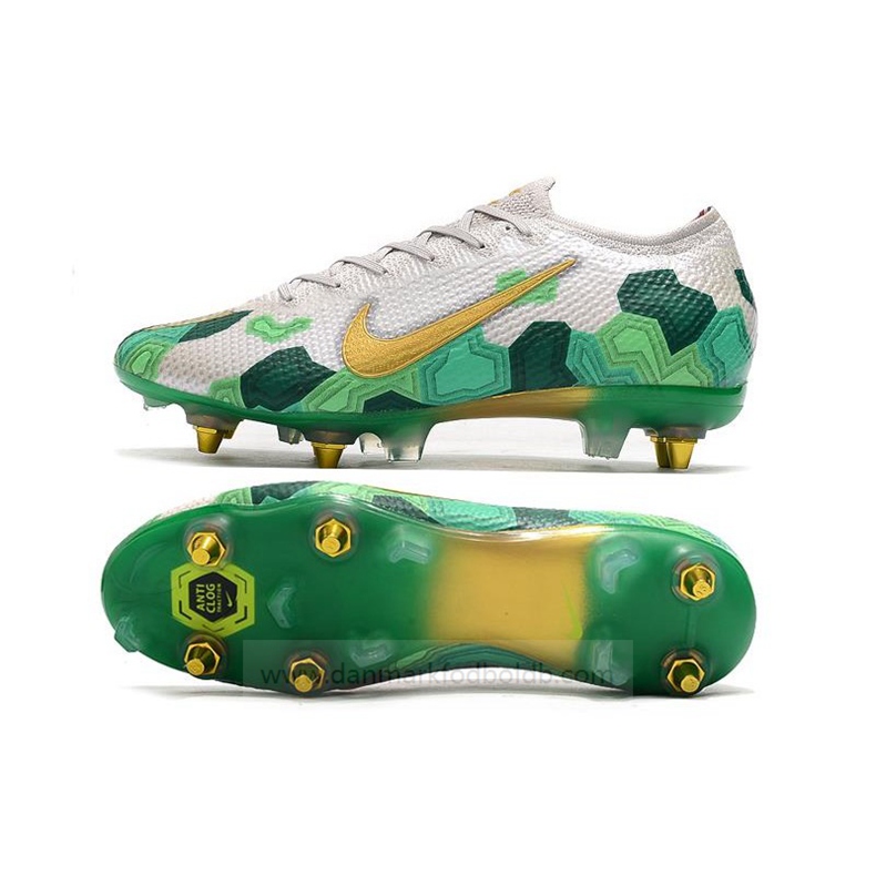 New Mbappe Nike Mercurial Vapor XIII Elite FG -White Green Gold