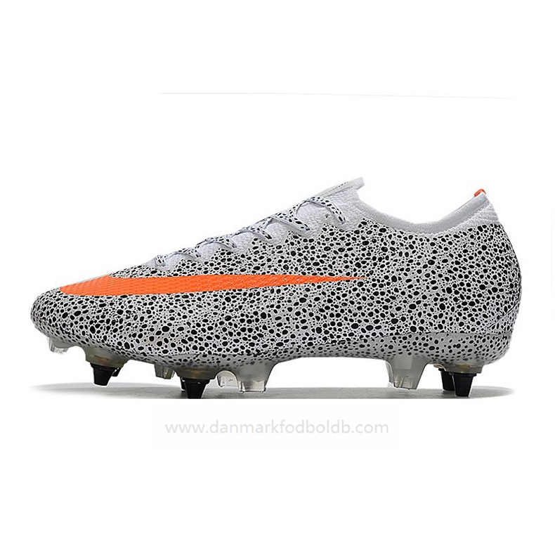 Nike Mercurial Vapor XIII Elite SG AC CR7 Safari – Hvit Oransje Svart –  innendørs fotballsko,fotballsko uten lisser